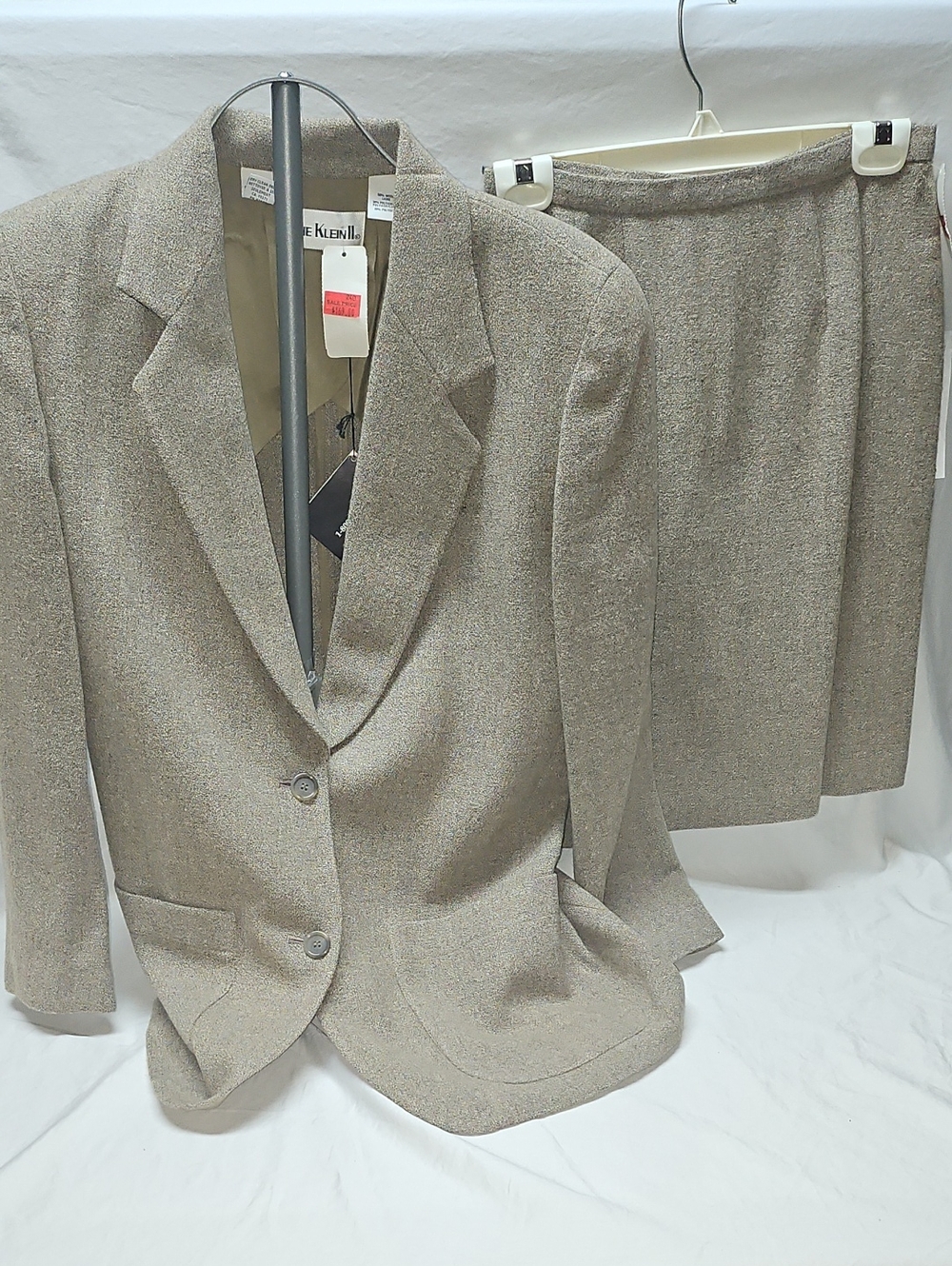 NWT Vintage Ann Klein II Classic Women's Two-Piece Beige Blazer and Skirt Set